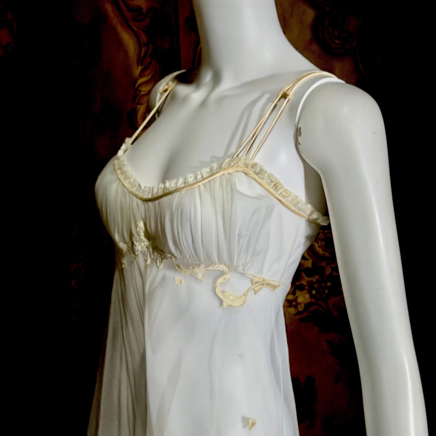 JUEL PARK Vintage 1960s nightgown slip dress, white cherub wedding lingerie dress, Gift for Laura