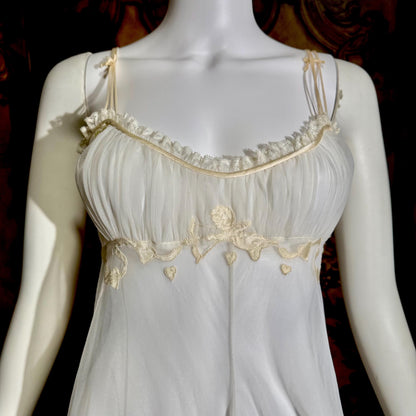 JUEL PARK Vintage 1960s nightgown slip dress, white cherub wedding lingerie dress, Gift for Laura