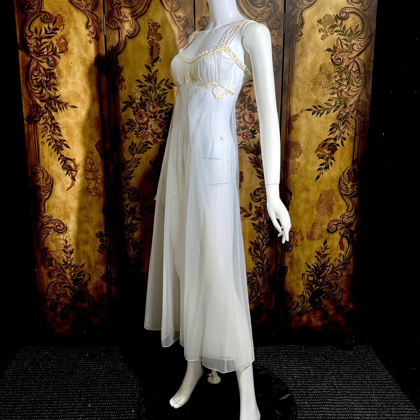 JUEL PARK Vintage 1960s nightgown slip dress, white cherub wedding lingerie dress, Gift for Laura