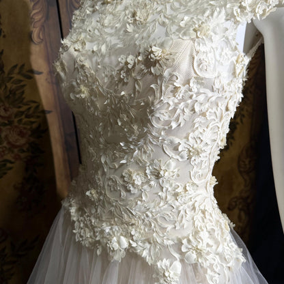 DAVID FIELDEN vintage wedding dress, Sposa Y2K cupcake tulle 3D cutwork bridal ball gown
