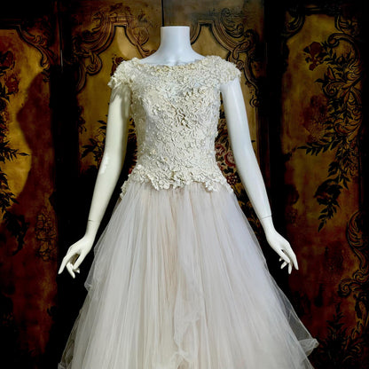 DAVID FIELDEN vintage wedding dress, Sposa Y2K cupcake tulle 3D cutwork bridal ball gown