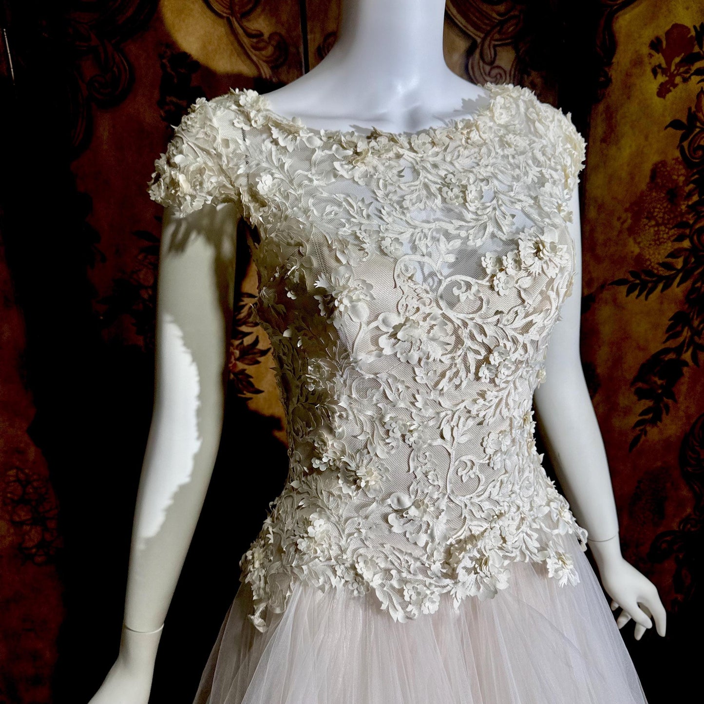 DAVID FIELDEN vintage wedding dress, Sposa Y2K cupcake tulle 3D cutwork bridal ball gown