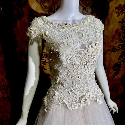 DAVID FIELDEN vintage wedding dress, Sposa Y2K cupcake tulle 3D cutwork bridal ball gown