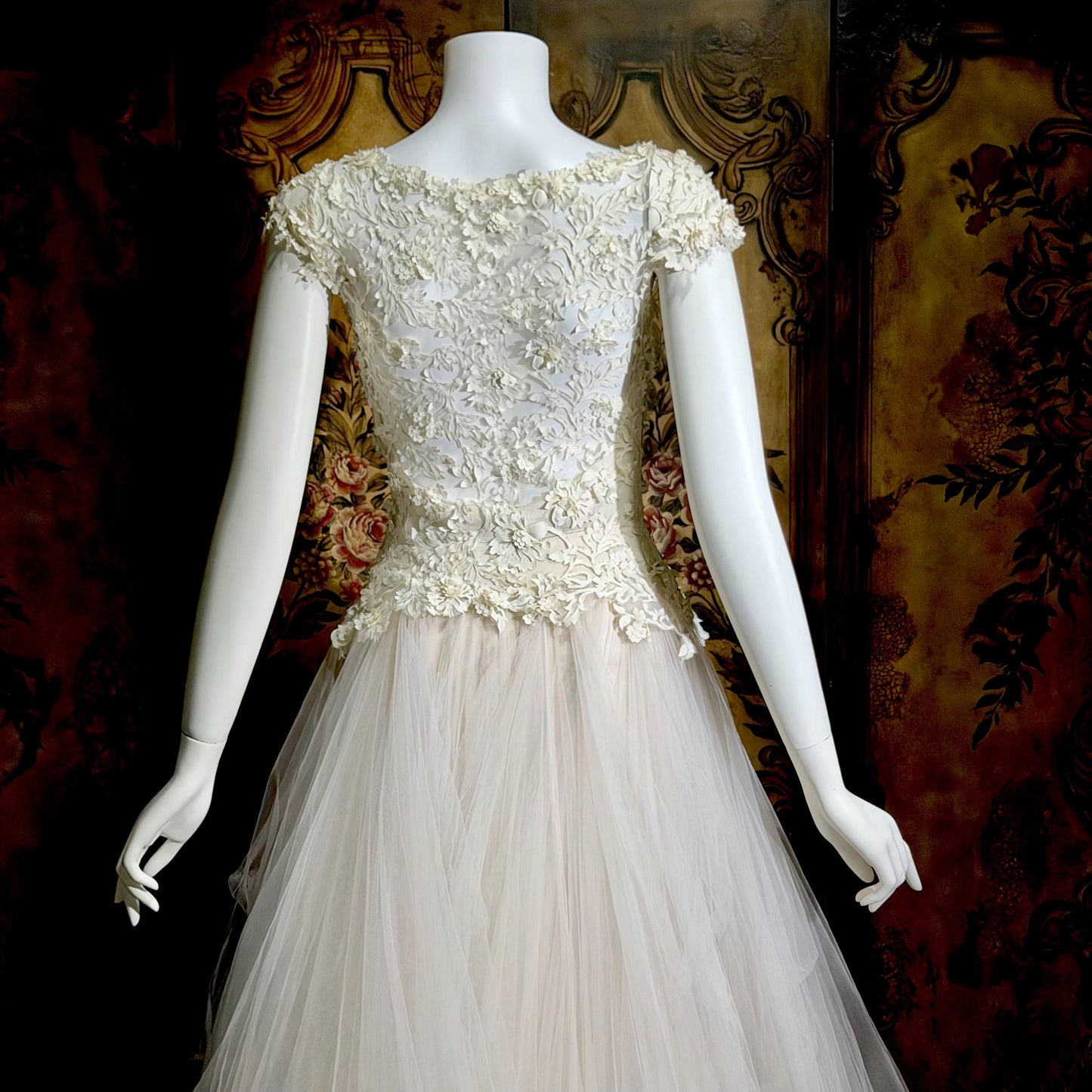 DAVID FIELDEN vintage wedding dress, Sposa Y2K cupcake tulle 3D cutwork bridal ball gown