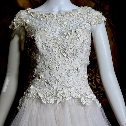 DAVID FIELDEN vintage wedding dress, Sposa Y2K cupcake tulle 3D cutwork bridal ball gown