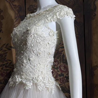 DAVID FIELDEN vintage wedding dress, Sposa Y2K cupcake tulle 3D cutwork bridal ball gown