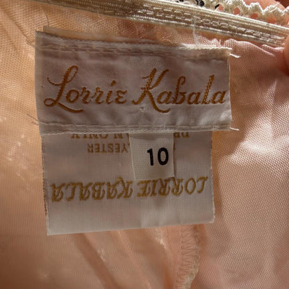 LORRIE KABALA Vintage wedding dress, 1980s pink and white lace beaded fringe gown