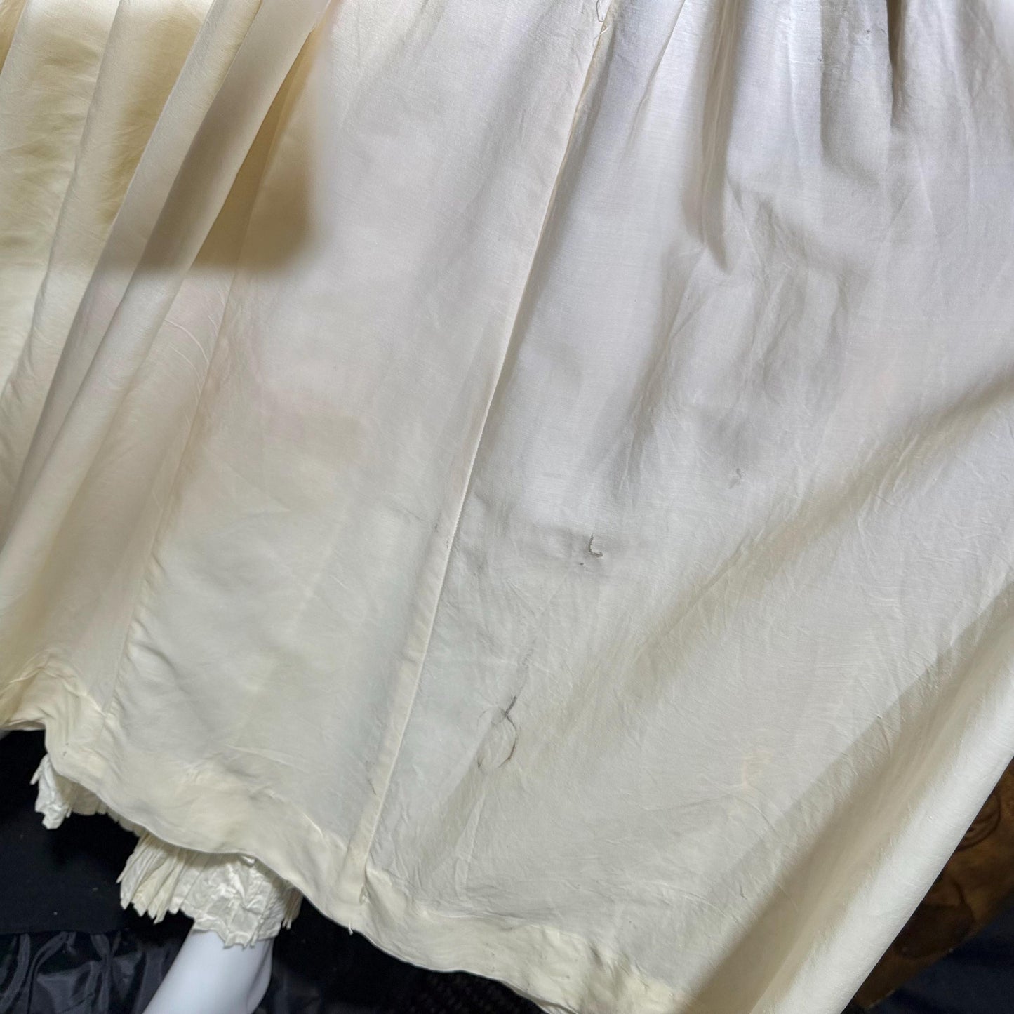 1906 Edwardian Victorian wedding dress, Vintage custom made white cotton high neck 4 pc gown