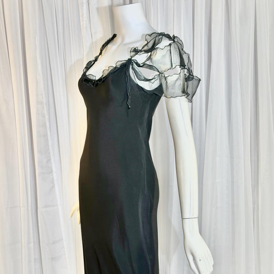 CAROL PERETZ Vintage evening dress, 1990s black silk mermaid slip dress
