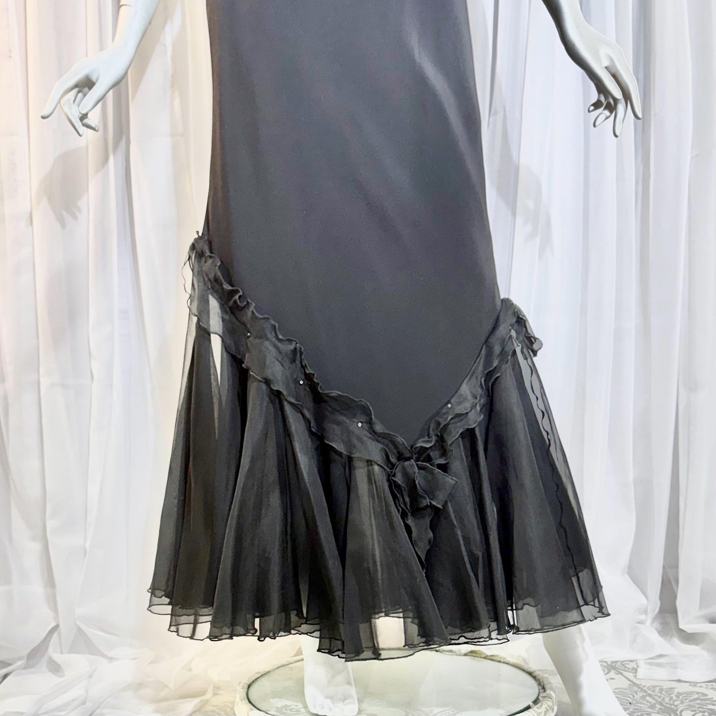 CAROL PERETZ Vintage evening dress, 1990s black silk mermaid slip dress