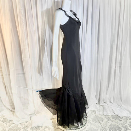 CAROL PERETZ Vintage evening dress, 1990s black silk mermaid slip dress