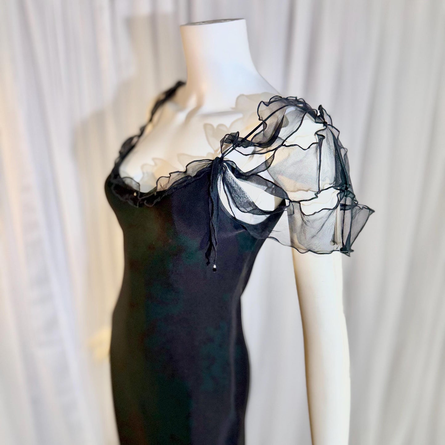 CAROL PERETZ Vintage evening dress, 1990s black silk mermaid slip dress