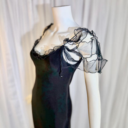 CAROL PERETZ Vintage evening dress, 1990s black silk mermaid slip dress