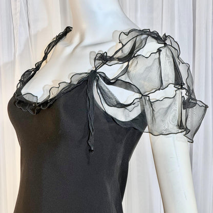 CAROL PERETZ Vintage evening dress, 1990s black silk mermaid slip dress