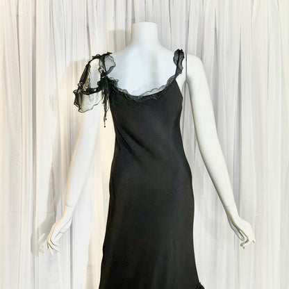 CAROL PERETZ Vintage evening dress, 1990s black silk mermaid slip dress