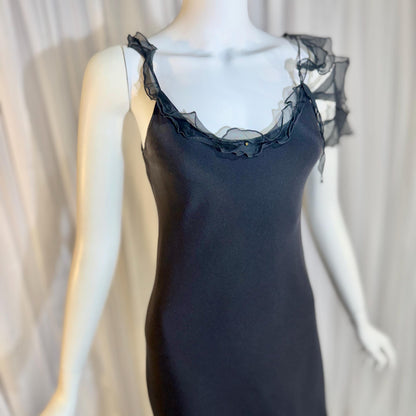 CAROL PERETZ Vintage evening dress, 1990s black silk mermaid slip dress