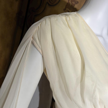 MOHR KLEIDER vintage wedding dress, 1980s Grecian Goddess white poly cape gown