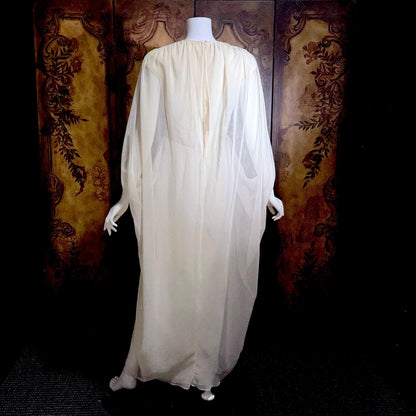 MOHR KLEIDER vintage wedding dress, 1980s Grecian Goddess white poly cape gown