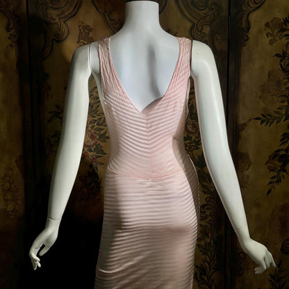 1940s vintage Nightgown Slip Dress, Shimmering Pink Shadow Stripe XS lingerie dress