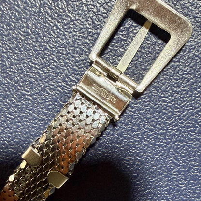WHITING & DAVIS vintage 1970s belt, slinky disco shiny silver mesh belt