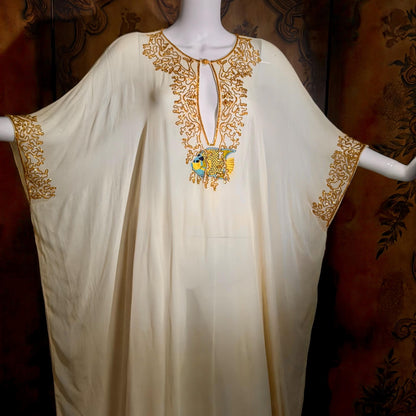 JEANNIE MCQUEENY vintage caftan evening dress, Y2K Silk Beaded Palm Beach Glam kaftan