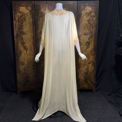 JEANNIE MCQUEENY vintage caftan evening dress, Y2K Silk Beaded Palm Beach Glam kaftan