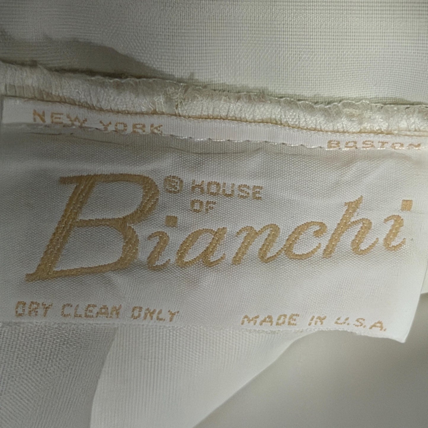 BIANCHI vintage wedding dress gown, 1960s white embroidered floral off should bridal gown