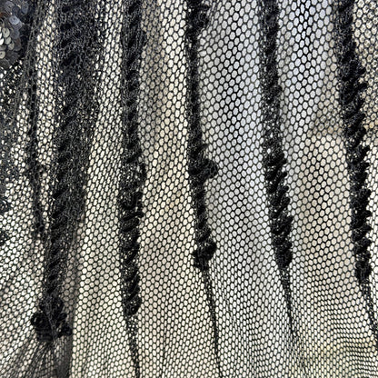 1800s Vintage Victorian mesh over skirt, Antique ornate sequin sheer maxi skirt