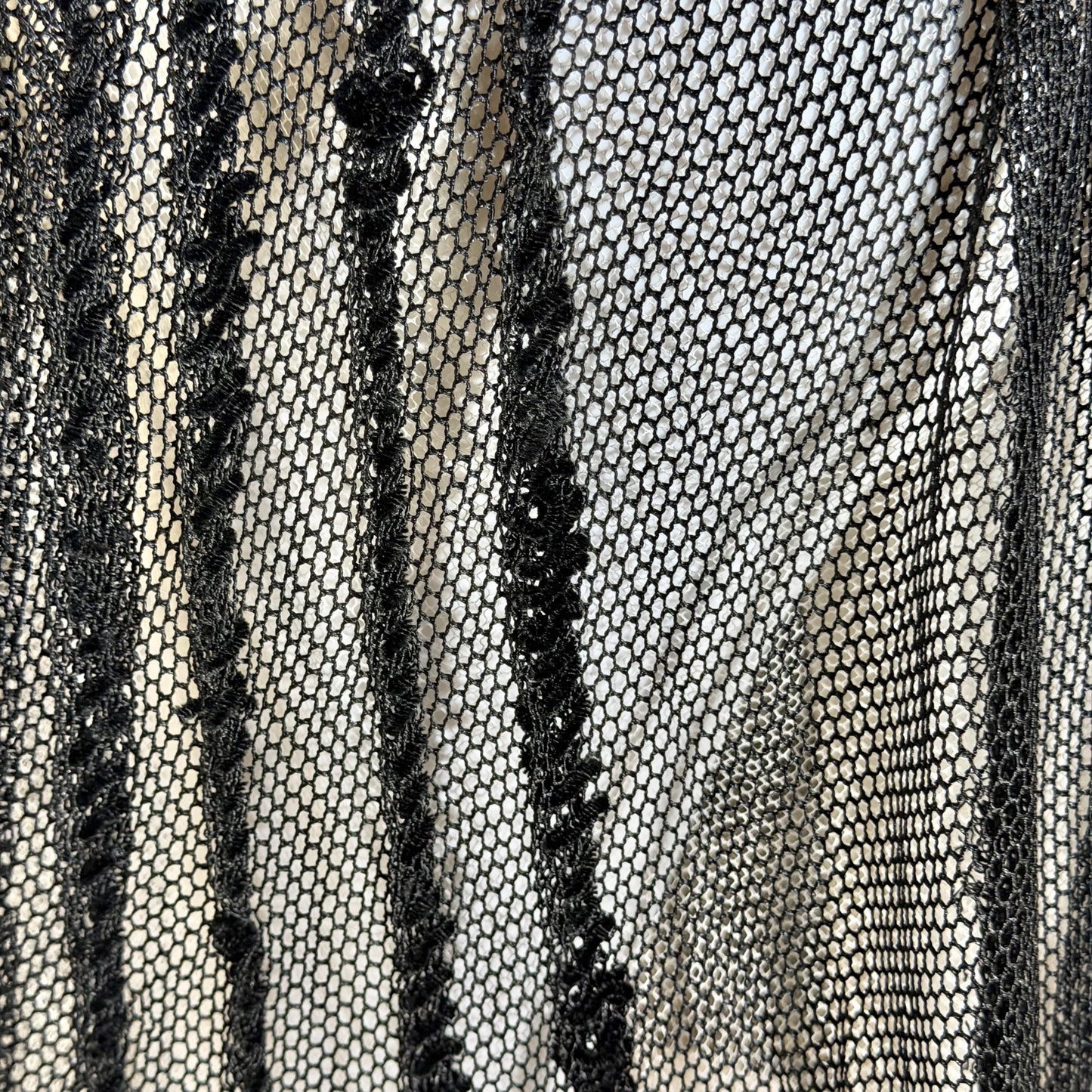 1800s Vintage Victorian mesh over skirt, Antique ornate sequin sheer maxi skirt