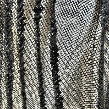 1800s Vintage Victorian mesh over skirt, Antique ornate sequin sheer maxi skirt