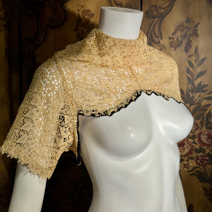 1900s Antique Vintage Lace Collar, High neck with sleeves