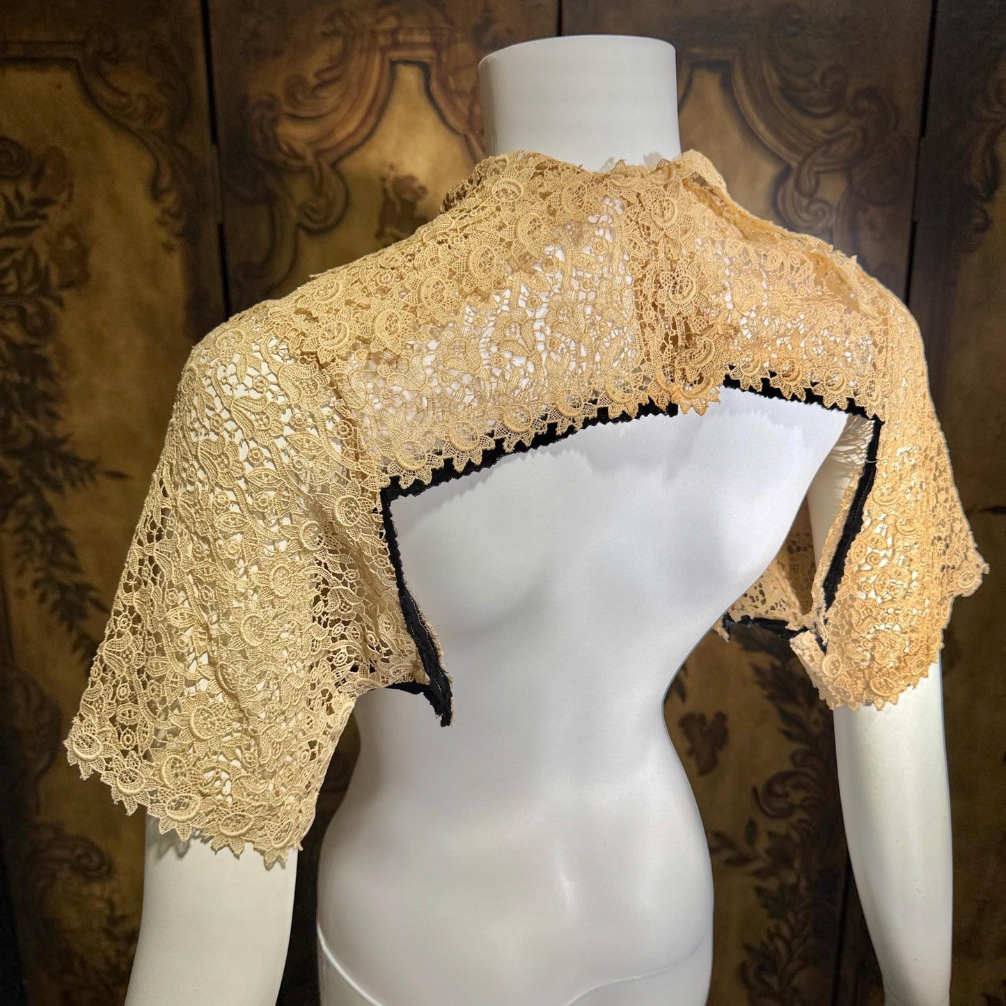 1900s Antique Vintage Lace Collar, High neck with sleeves