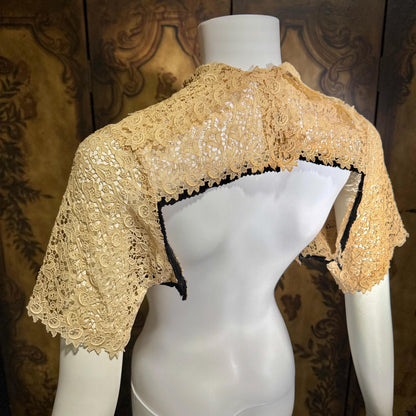 1900s Antique Vintage Lace Collar, High neck with sleeves