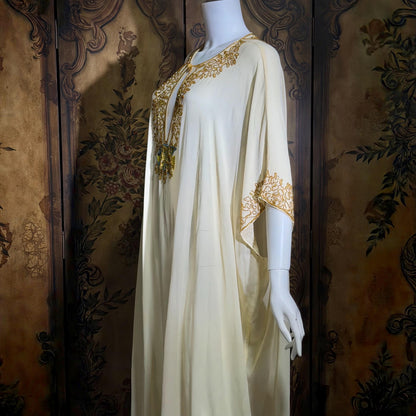 JEANNIE MCQUEENY vintage caftan evening dress, Y2K Silk Beaded Palm Beach Glam kaftan