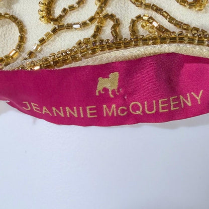 JEANNIE MCQUEENY vintage caftan evening dress, Y2K Silk Beaded Palm Beach Glam kaftan