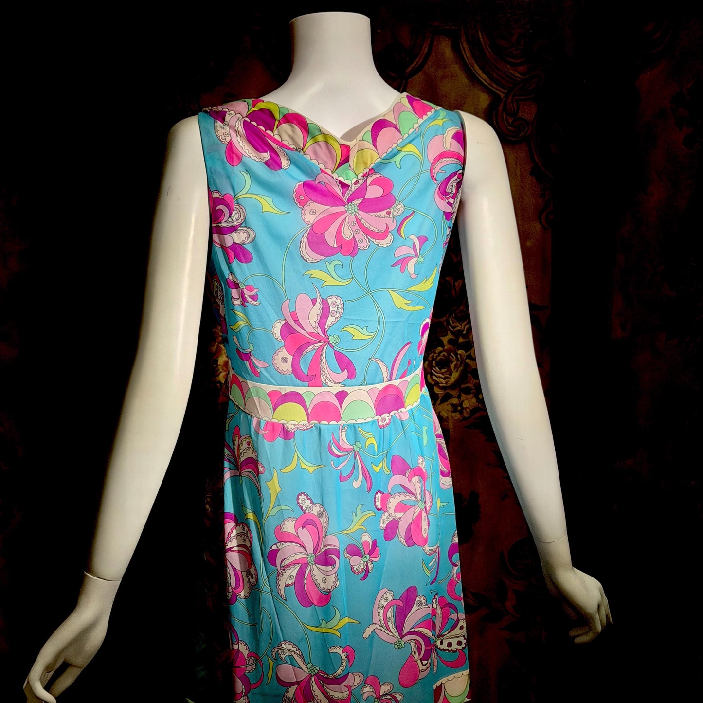 EMILIO PUCCI Vintage 1960s Formfit Rogers Slip dress, Op art nightgown mini dress