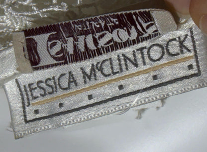 JESSICA MCCLINTOCK Vintage 1970s dress, Sheer White Net Blouson Peplum wedding dress Dress
