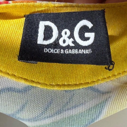 D&G Vintage Y2K Cami Top, DOLCE & GABBANA Yellow Floral Jersey Knit Tank Top Chain Straps