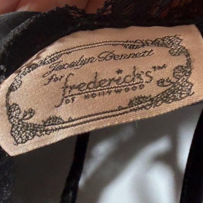 JACALYN BENNETT vintage silk nightgown slip dress, FREDERICK'S 1990s black silk and sheer mesh lingerie dress
