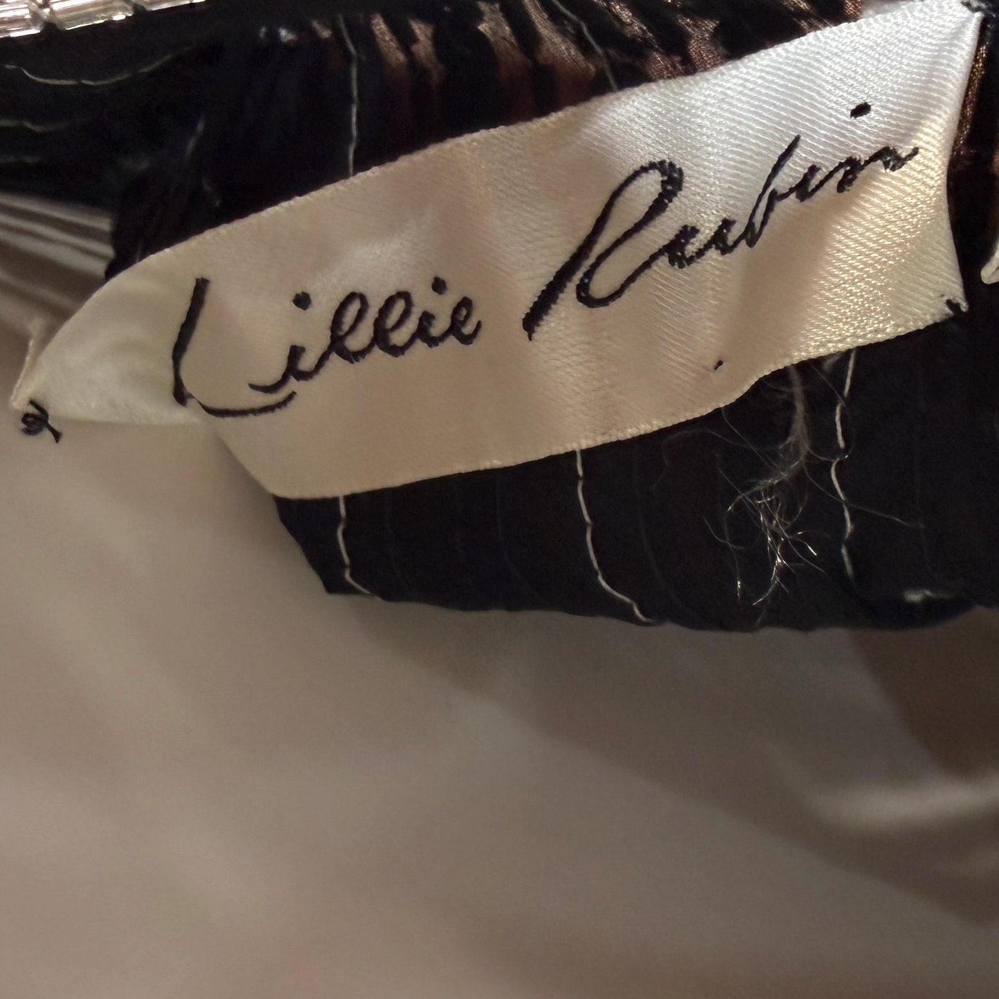 LILLIE RUBIN vintage evening cocktail dress, 1980s Black & Silver sequin disco fringe flapper slip dress