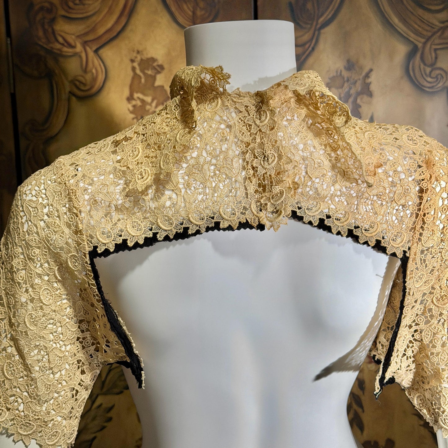 1900s Antique Vintage Lace Collar, High neck with sleeves