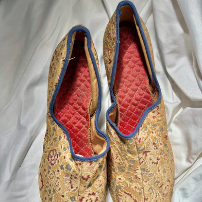 1900s Victorian Evening Slippers Shoes, Cotton floral bedroom slippers