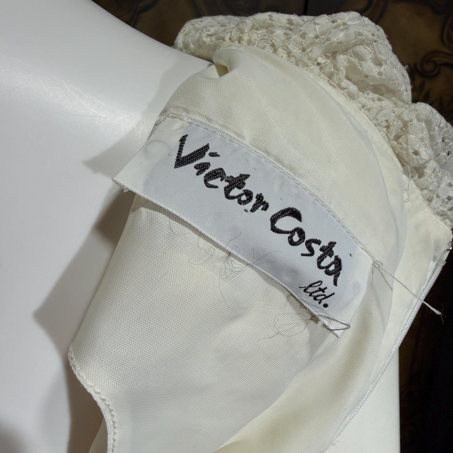 VICTOR COSTA Vintage 1970s dress, White Cotton Eyelet Ruffle Maxi Boho Wedding