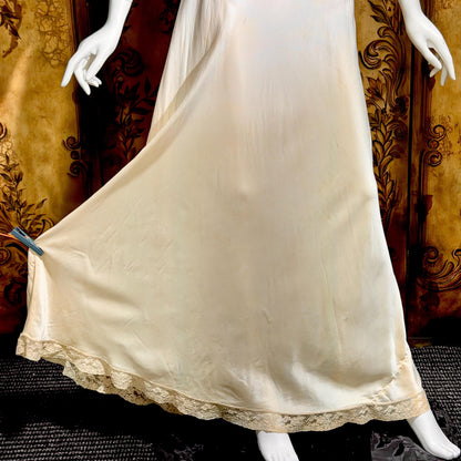 FISCHER vintage nightgown, PURE SILK 1930s Champagne bias cut lingerie slip dress