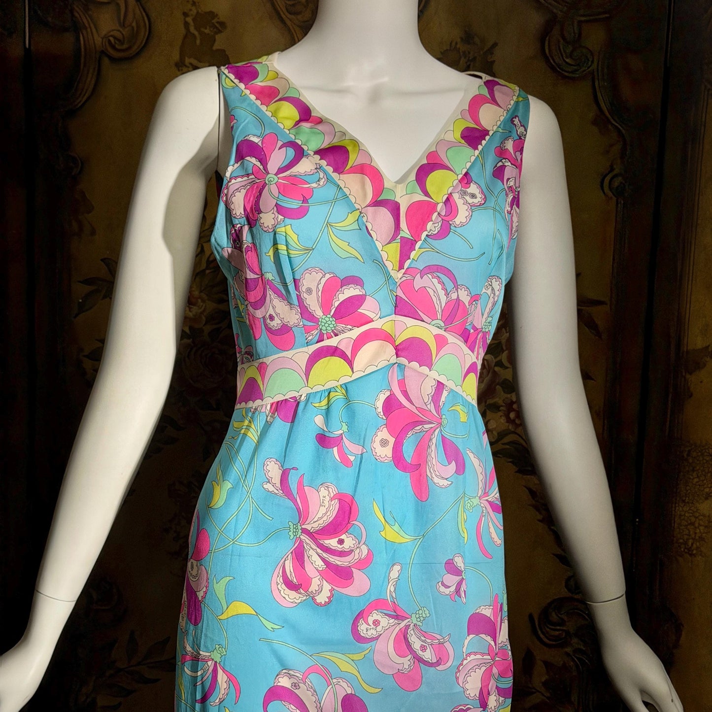 EMILIO PUCCI Vintage 1960s Formfit Rogers Slip dress, Op art nightgown mini dress