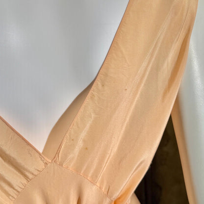 vintage 1930s Peach silk dress, MARSHALL FIELD & CO bias cut lingerie dress, Large