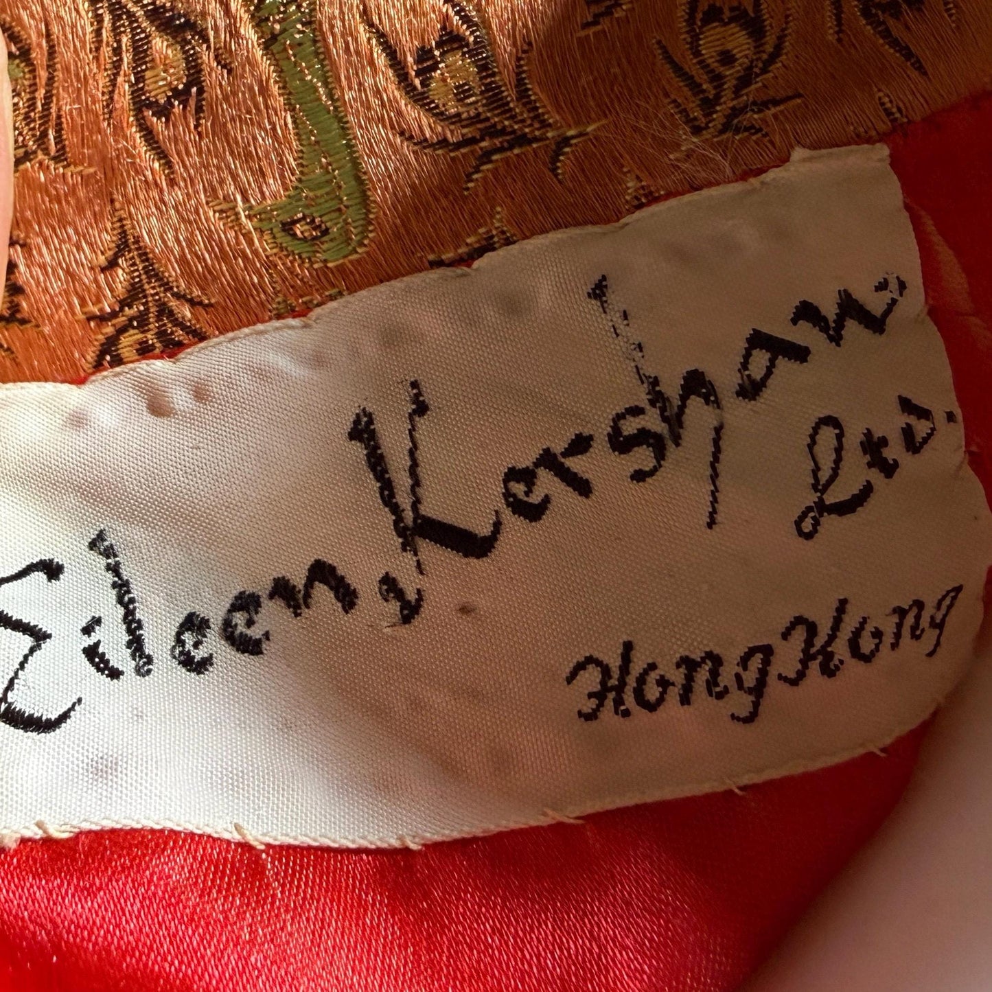 Vintage 1940s Chinoiserie Silk Dressing Gown Robe, EILEEN KERSHAW Hong Kong Satin Housecoat