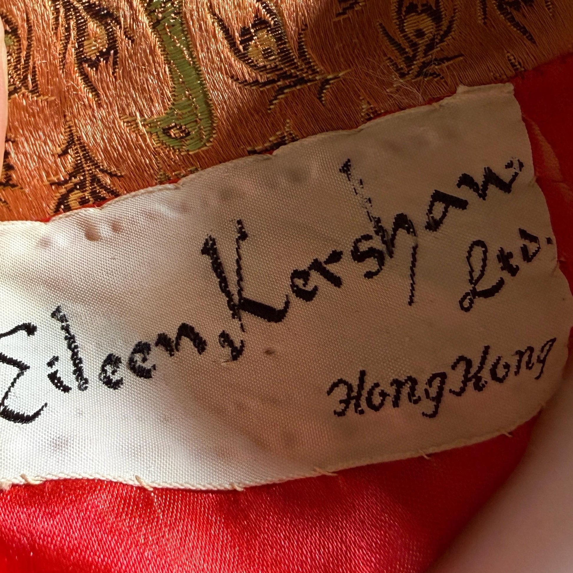 Vintage 1940s Chinoiserie Silk Dressing Gown Robe, EILEEN KERSHAW Hong Kong Satin Housecoat