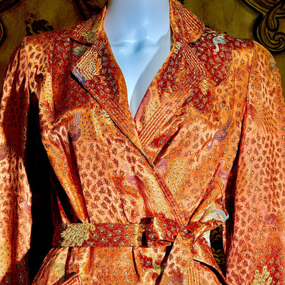 Vintage 1940s Chinoiserie Silk Dressing Gown Robe, EILEEN KERSHAW Hong Kong Satin Housecoat