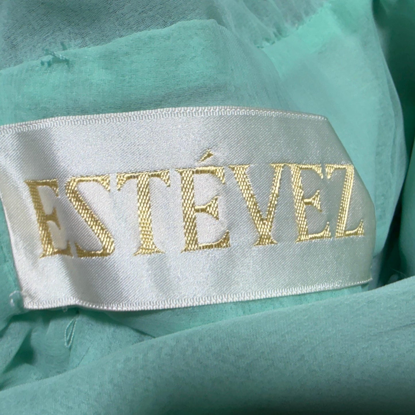 ESTEVEZ vintage 1970s evening jumpsuit, Disco Studio 54 Sea foam Green cocktail sequin halter jumpsuit